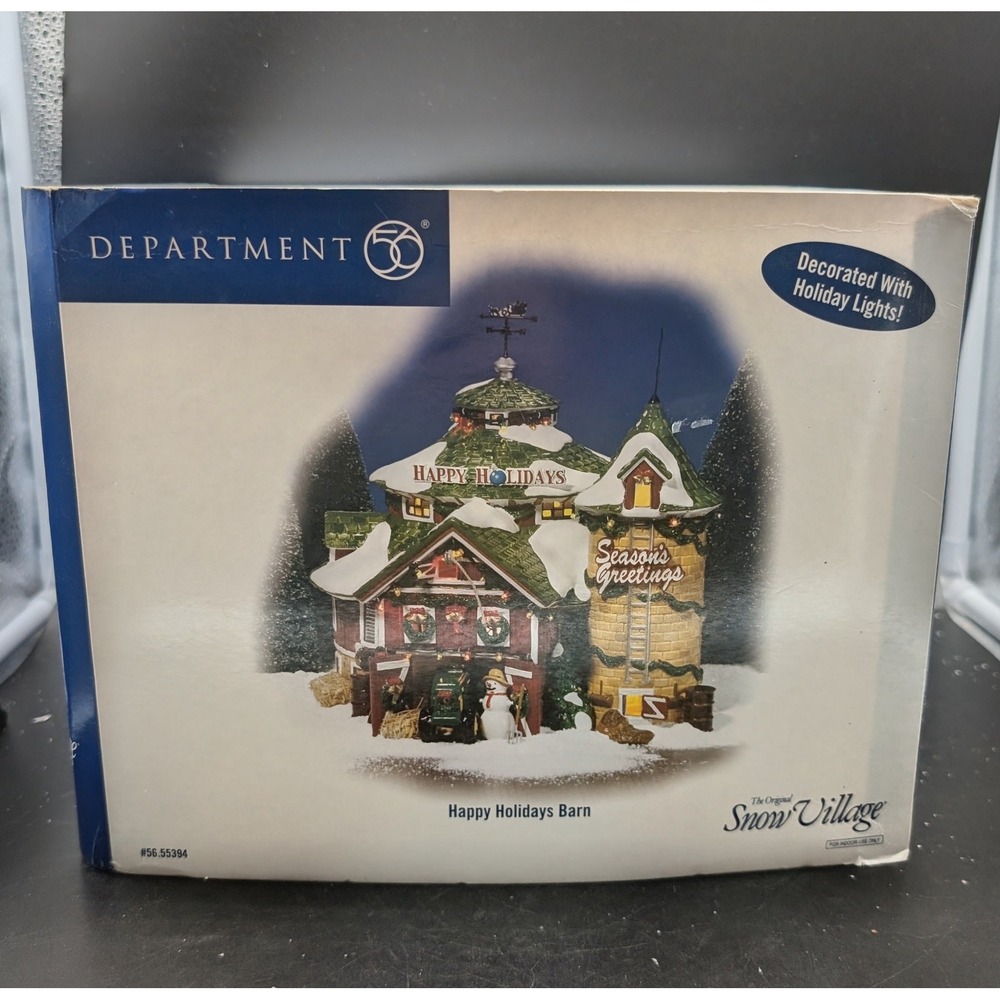 Department 56 Snow Village Happy Holidays Barn 56.55394 Lighted Christmas Decor